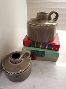 lot 238 image: 2 Brown Jugs & 3 Books