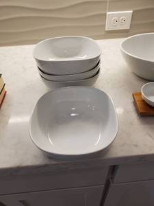 lot 240 image: 4 Square White Porcelain Bowls by Denmark