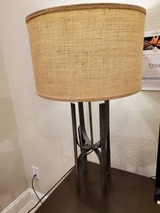 lot 208 image: Metal Base Lamp with Khaki Shade