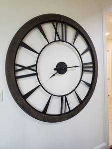 lot 2 image: LARGE Metal &amp Wood Wall Clock