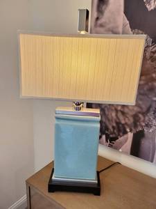 lot 68 image: Azure Light Blue Crackled Porcelain Table Lamp by Uttermost
