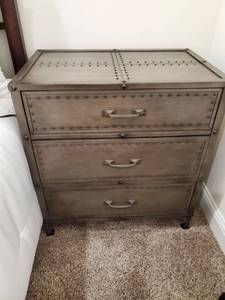 lot 101 image: 3-Drawer Side Table with Industrial Look by E&E Co