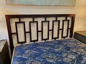 lot 105 image: Queen Wood Headboard with Geometric Design