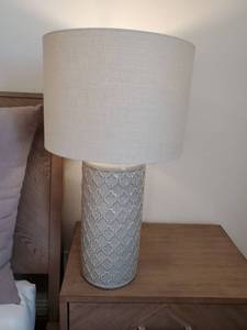lot 74 image: Grey Ceramic Table Lamp with Crackle Finish
