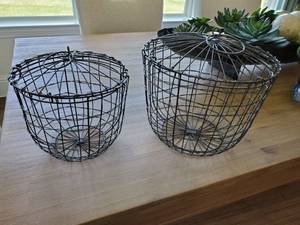 lot 163 image: Pair of Wire Baskets with Lids