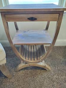 lot 125 image: 1-Drawer Side Table with 2 Shelves