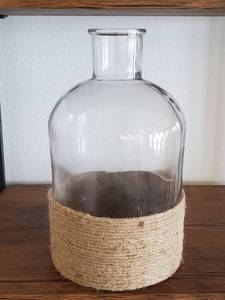 lot 135 image: Clear Glass Jug with Jute Rope