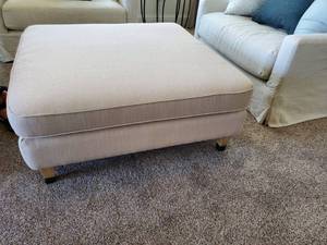 lot 151 image: Textured Linen Blend Ottoman by E&E Co