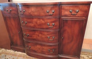 lot 1 image: Landstrom Furniture 1879 Cherry Stepback Buffet 6 drawer 2 door 37x50x20