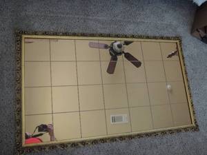 lot 12 image: Antiqued gold tile wall mirror 45 x 27