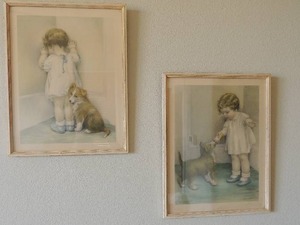 lot 25 image: 2 Bessie Pease Gutmann Art prints of girl and puppy 1900-1949