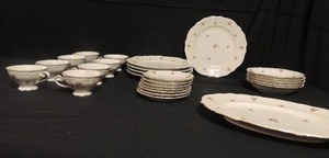 lot 64 image: Bavaria Western Germany China- one 13 platter, seven saucers, 8 tea cups, 5 salad bowls, 5 dinner plates