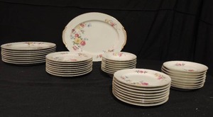 lot 67 image: Noritake 22K Gold band China(part 1)- 8 dessert plates, 8 bread plates, 8 soup bowls, 8 salad plates, 14 serving platter , 8 dinner plates  - 41PCS