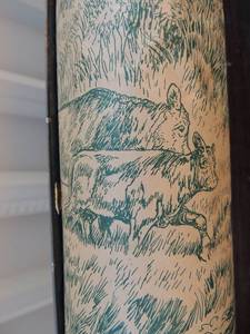 lot 130 image: Vintage Paper roller with cows & Forest printed paper