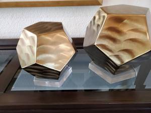 lot 38 image: Uttermost Coffee Bronze Cubes on Crystal Base