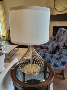 lot 41 image: Metal Cage Lamp by Style Craft