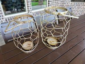 lot 55 image: Pair of Metal Candle Holders