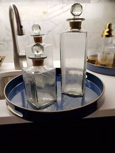 lot 64 image: Blue Tray with Glass bottles