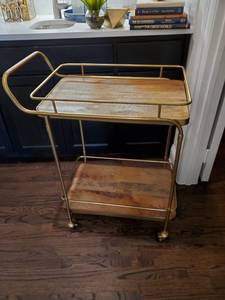 lot 74 image: Wood & Metal Rolling Bar Cart