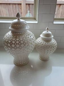 lot 93 image: Twos Company Pierced Covered Lanterns