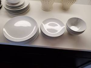 lot 97 image: Ikea White Ceramic Plates and Bowls