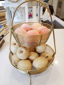 lot 131 image: Tiered Basket with Faux Fruit
