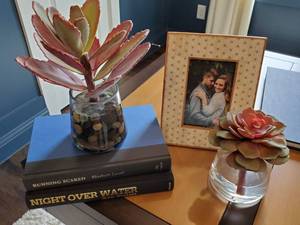 lot 152 image: Frame, Faux Succulents & Books