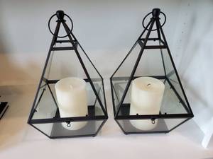 lot 168 image: Pair of Metal & Glass Lanterns