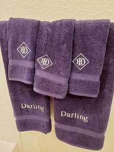 lot 189 image: Embroidered Navy Cotton Towels