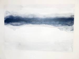 lot 191 image: Navy & White Abstract Giclee on Canvas