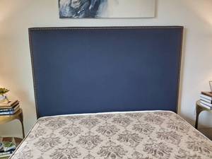 lot 202 image: Queen Navy Upholstered Headboard