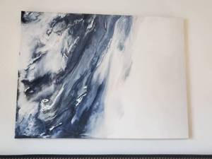 lot 203 image: Cream & Navy Giclee with Silver Embellishments