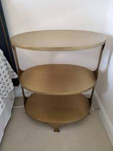 lot 198 image: Gold Three Tier Metal Oval Side Table