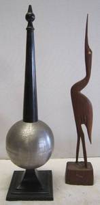 lot 955 image: Globe sculpture and wood egret