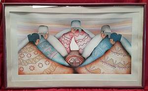 lot 1000 image: Framed & Matted Amado Maurilio Pena Print