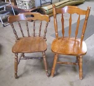 lot 1110 image: 2 Solid Wood Dining Chairs