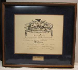 lot 1139 image: Framed 1929 Weatherford High School Diploma