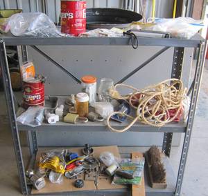lot 1202 image: metal shelf and a contents