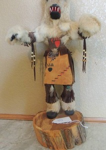 lot 95 image: Kachina Doll - Bear Kachina stands 23x13 by YAZZA