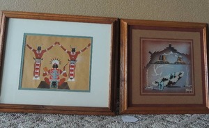 lot 48 image: Native American Art - Tile art by Mitchell,  no artist noted