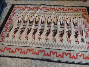 lot 67 image: Native American Design Print woven rug 84 x 54