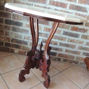 lot 14 image: Victorian EASTLAKE Side Table with Solid Fitted Marble Top  27x26x19