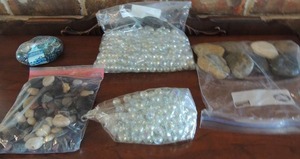 lot 121 image: 5 bags of new glass gems and rocks for home dcor use