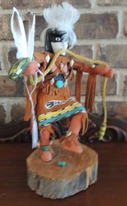 lot 165 image: Kachina  - Snake 91 wooden base 12 high SIGNED M. H.   NAVAJO