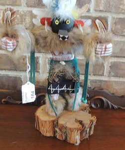 lot 164 image: Kachina  - OGRE  Fran Yazzie 12 on wooden base SIGNED  NAVAJO
