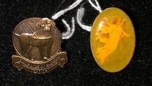 lot 109 image: 2001 Guide Dog of America pin and Angel lapel pin
