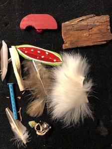 lot 113 image: Kachina Doll accessories- feathers and wood pieces