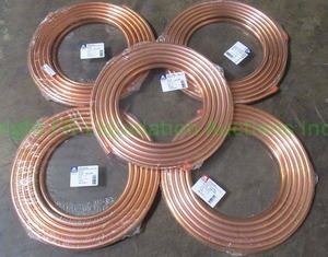 lot 12 image: Mueller Industries Streamline copper tubing 50ft rolls, 34 O.D. 5 rolls total. Bid is times the quantity