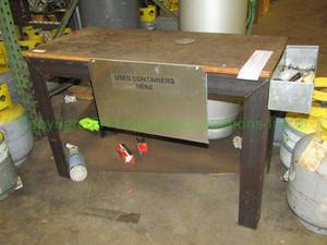 lot 65 image: Steel base wood top utlity table
