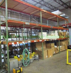 lot 68 image: Pallet rack three sections, 24ft. Contents not included